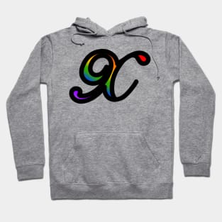 Rainbow Cursive Letter X Hoodie